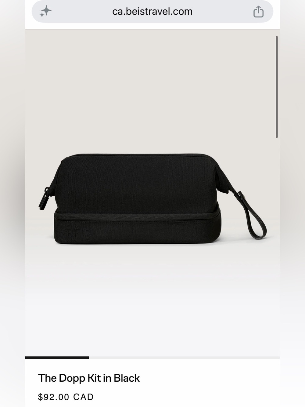 BEIS Black Dopp Kit Toiletry Bag
